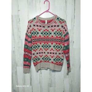 Aeropostale Women's Small Red Multicolor Long Sleeve Knit Sweater